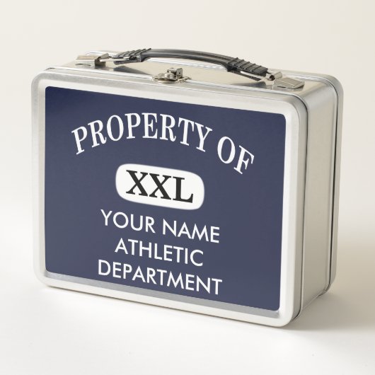 Eigenschaft von XXL Weiß Schriftart hinzufügen Metall Lunch Box (Vorderseite)