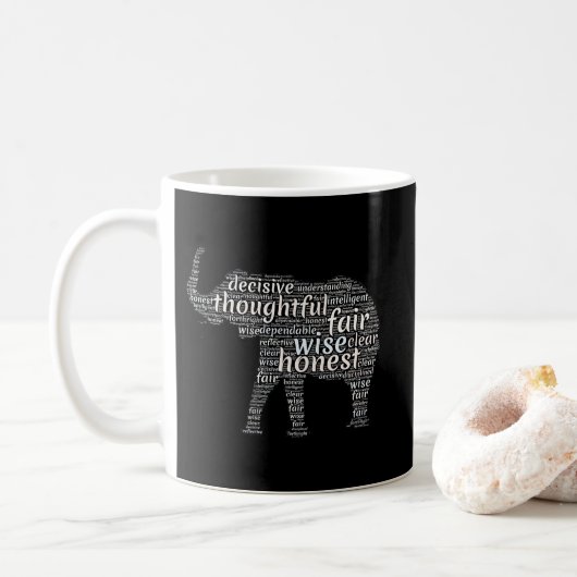 Eigenschaften einer Elefanten-Word-Wolke Kaffeetasse (Mit Donut)