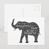 Eigenschaften einer Elefanten-Word-Wolke Postkarte (Vorne/Hinten)