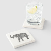 Eigenschaften einer Elefanten-Word-Wolke Steinuntersetzer (Seitenansicht)