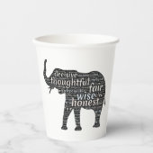 Eigenschaften eines Elephant Word Cloud Paper Cups Pappbecher (Vorderseite)