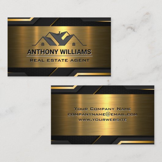 Eigenschaften für Real Anwesen | Gold Black Visitenkarte (Vorne/Hinten)