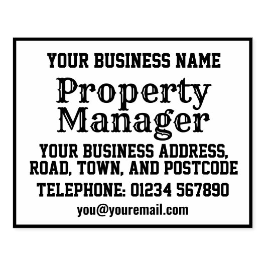 Eigenschaftenmanager mit Name, Adresse usw. Gummistempel (Prägung)