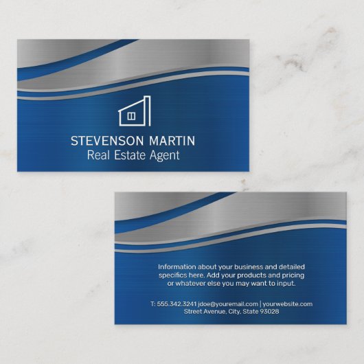 Eigenschaftensymbol | Blue Metallic Background Visitenkarte (Vorne/Hinten)