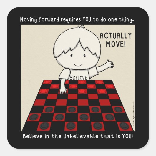 Eigentlich bewegen quadratischer aufkleber (Vorderseite)