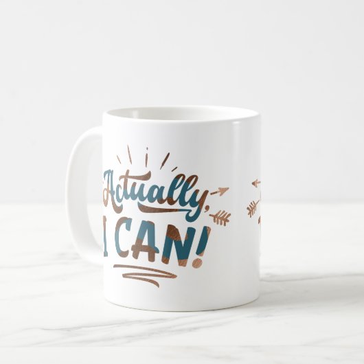 Eigentlich kann ich Aquamarinen Text Motivierend B Kaffeetasse (Vorderseite Links)