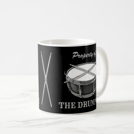 Eigentum an Drummer Snare Drum Drumsticks Drumming Kaffeetasse (VorderseiteRechts)