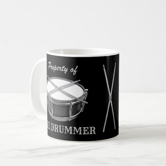 Eigentum an Drummer Snare Drum Drumsticks Drumming Kaffeetasse (Vorderseite Links)