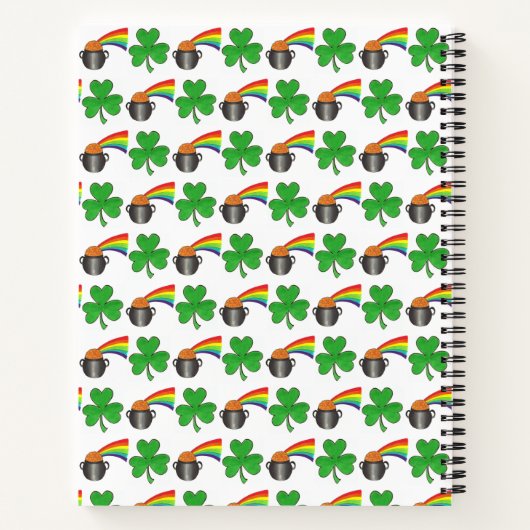 Eigentum an Personalisiertem Lucky Rainbow Pot of  Notizblock (Rückseite)