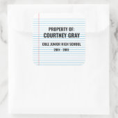 Eigentum an Willkommen zurück zur Schule Quadratischer Aufkleber (Tasche)