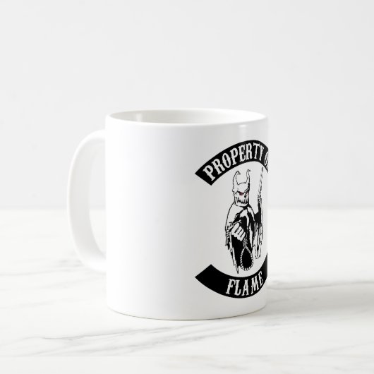 Eigentum der Flammen-Tasse Kaffeetasse (Vorderseite Links)