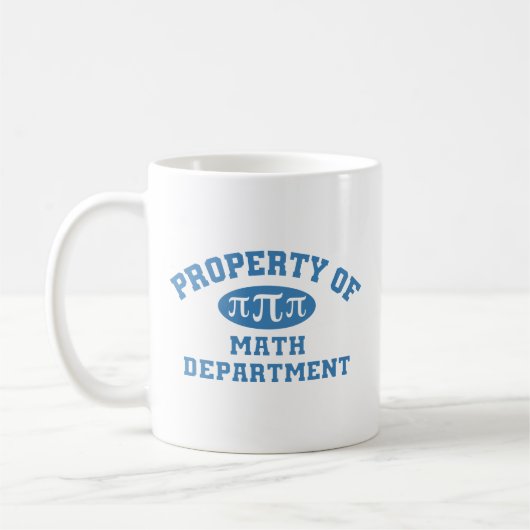 Eigentum der Mathematikabteilung (blau) Kaffeetasse (Links)