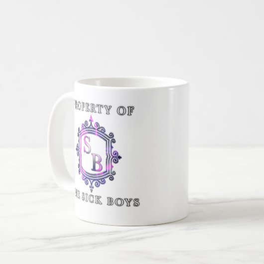 Eigentum der Sick Boys Tasse mit Logo (Vorderseite Links)