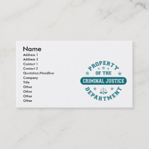 Eigentum der Strafjustiz-Abteilung Visitenkarte