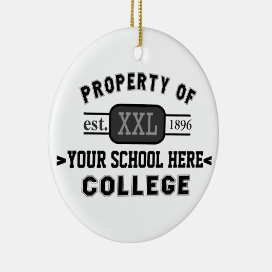 Eigentum Ihrer Schule oder Uni personalisiert Keramik Ornament (Rechts)