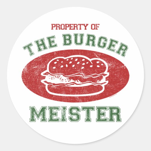Eigentum von Burger Meister Runder Aufkleber (Vorderseite)