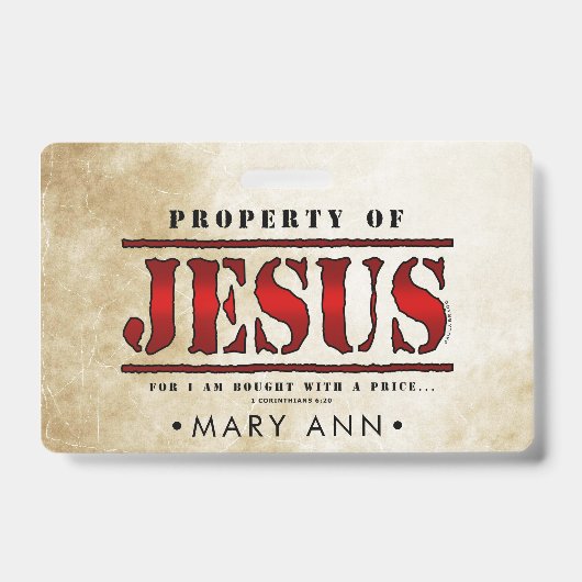 Eigentum von Jesus Ausweis (Vorderseite)