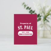 Eigentum von St. Paul Postkarte (Stehend Vorderseite)
