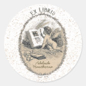 Eigentümerin Buchzeichen Ex Libris Viktorianischer Runder Aufkleber (Vorderseite)
