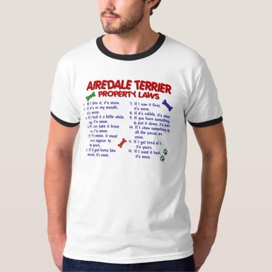 Eigentums-Gesetze 2 AIREDALES TERRIER T-Shirt (Vorderseite)