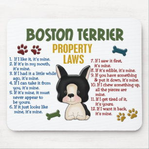 Eigentums-Gesetze 4 Bostons Terrier Mousepad