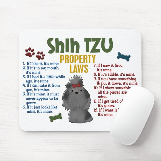 Eigentums-Gesetze 4 Shih Tzu Mousepad (Mit Mouse)
