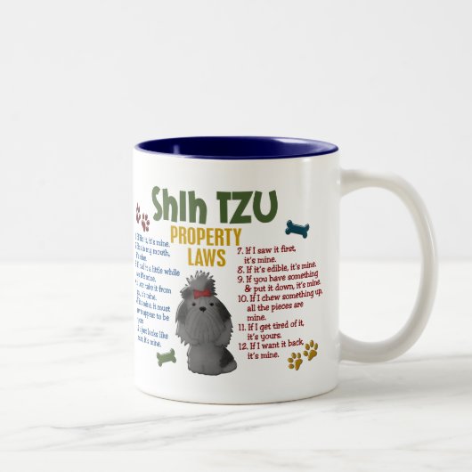 Eigentums-Gesetze 4 Shih Tzu Zweifarbige Tasse (Rechts)