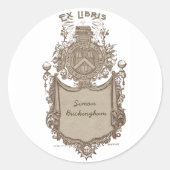 Eigentumsrecht Buchzeichen Ex Libris Wappen Runder Aufkleber (Vorderseite)
