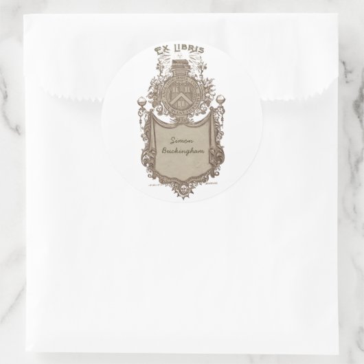 Eigentumsrecht Buchzeichen Ex Libris Wappen Runder Aufkleber (Tasche)