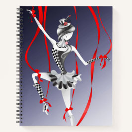 Eigenwillige Ballerina-Marionette Bänder Rot Notizblock