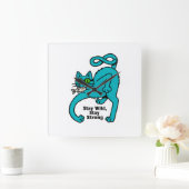 Eigenwillige Expressive Katze Quadratische Wanduhr (Zuhause)