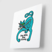 Eigenwillige Expressive Katze Quadratische Wanduhr (Winkel)