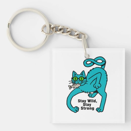 Eigenwillige Expressive Katze Schlüsselanhänger (Vorderseite)