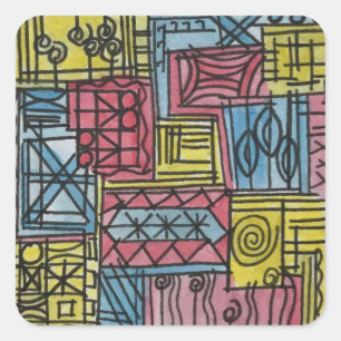 Eigenwillige moderne geometrische Aquarellkunst Quadratischer Aufkleber