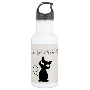 Eigenwillige Seltssame Schwarze Katze Glitzernd-Ha Edelstahlflasche