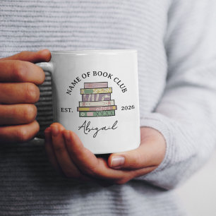 Eigenwilliger handgezeichneter Bücherstapel Buchcl Kaffeetasse