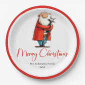 Eigenwilliger Weihnachtsmann Aquarell Weihnachtses Pappteller (Vorderseite)