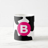 Eigenwilliges Kuhflecken-Muster Rosa Monogramm Kaffeetasse (Mittel)