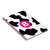 Eigenwilliges Kuhflecken-Muster Rosa Monogramm Notizblock (Rechte Seite)