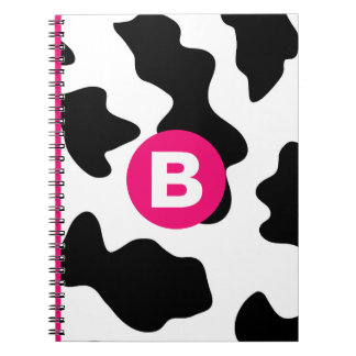Eigenwilliges Kuhflecken-Muster Rosa Monogramm Notizblock
