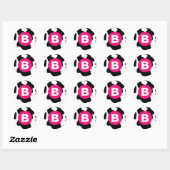 Eigenwilliges Kuhflecken-Muster Rosa Monogramm Runder Aufkleber (Blatt)