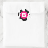 Eigenwilliges Kuhflecken-Muster Rosa Monogramm Runder Aufkleber (Tasche)