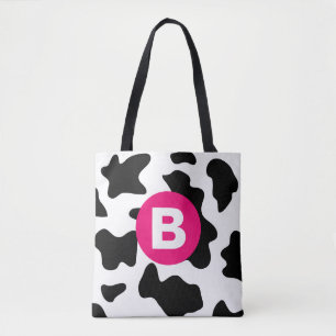 Eigenwilliges Kuhflecken-Muster Rosa Monogramm Tasche