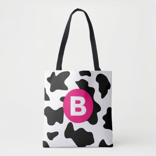 Eigenwilliges Kuhflecken-Muster Rosa Monogramm Tasche (Vorderseite)