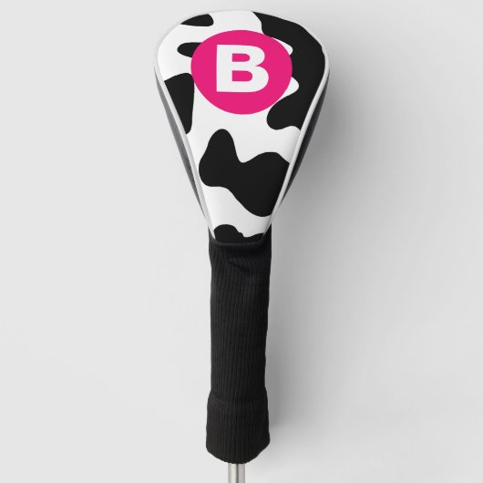 Eigenwilliges Kuhfleckenmuster Rosa Monogramm Golf Headcover (Vorderseite)