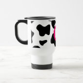 Eigenwilliges Kuhfleckenmuster Rosa Monogramm Reisebecher (Links)