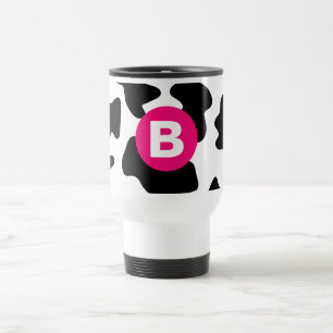 Eigenwilliges Kuhfleckenmuster Rosa Monogramm Reisebecher