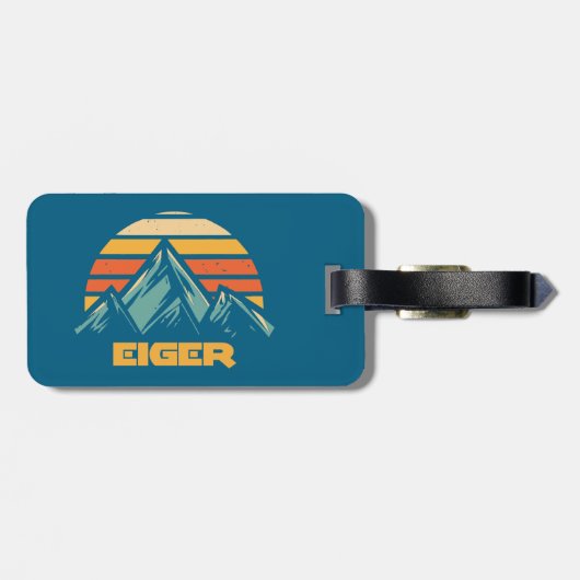 Eiger Schweiz Retro Türkis Gepäckanhänger (Rückseite horizontal)