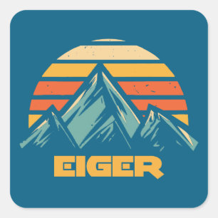 Eiger Schweiz Retro Türkis Quadratischer Aufkleber