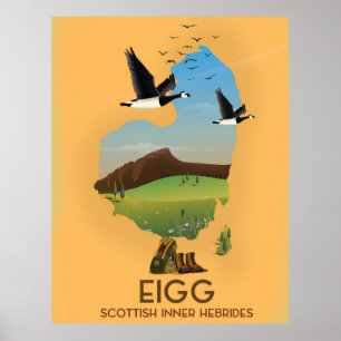Eigg Scottish Inner Hebrides Karte Poster